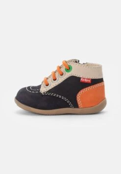 Kickers Bonzip Unisex - Bottines À Lacets - Marine Beige Orange