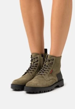 Kickers Kick Decklock - Bottines À Lacets - Vert Fonce/Olive